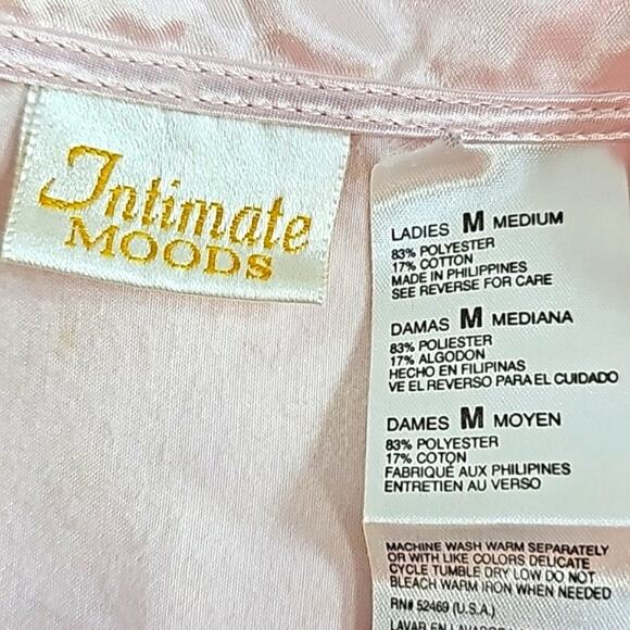 Women Sz M Sleep Shirt Pink Romantic Embroidered Intimate Moods Gown Dress - Picture 3 of 12